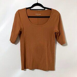 Everlane Pima Micro-Rib Scoop-Neck Women's Layering Tee | Color: Acorn | XL